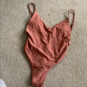 Rose pink one piece bathing suit